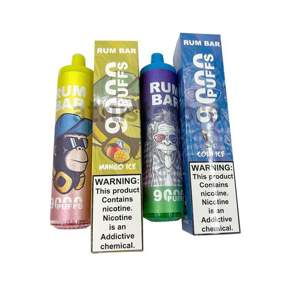 Cigarettes électroniques originales 100% barre de rhum 9000 bouffées 650mah 18ml dispositif prérempli vapes jetables bouffées autorisées 10 sortes de saveurs agréables