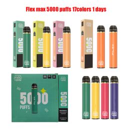 E Cigarettes Original Flex maxi 5000 bouffées 650mah12ml dispositif de pré-remplissage autorisation e-cigarette jetable 17 saveurs Vape desechable
