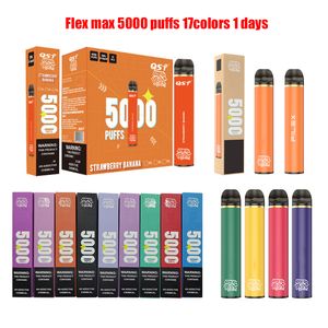 E-sigaretten Originele Flex maxi 5000 trekjes 850 mah 12 ml voorvulapparaat wegwerp e-sigaret autorisatie 17 smaken bladerdeeg tornado