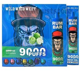 E Cigarettes Original Rum Bar 9000 bouffées 600mah 18ml 10 saveurs Dispositif prérempli vapes jetables bouffée jetable Randm Tornado Sigarette Elettroniche