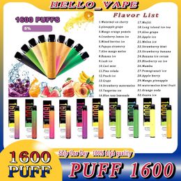 XXL 1600 Puffs Bar Jetable Vape Pen E Cigarette Avec 5% Force Vapeurs Préremplies E-Cigarettes Kits De Démarrage De Système Portable