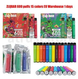 E Cigarettes ZLQ BAR 600puffs Dispositif jetable prérempli cigarette électronique vapes bouffée jetable 550mah 2% 0% 15colors sigarette elettroniche