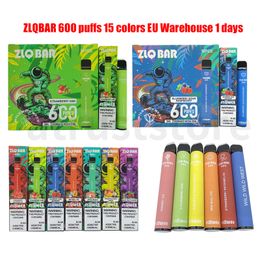 E Cigarettes ZLQ BAR 600puffs Dispositif jetable prérempli cigarette électronique vapes bouffée jetable 550mah 2% 0% 15colors 510 batterie