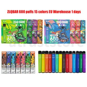 E Cigarettes ZLQ BAR 600bouffées Dispositif jetable prérempli cigarette électronique vapes bouffée jetable 550mah 2% 0% 15 couleurs randm 600