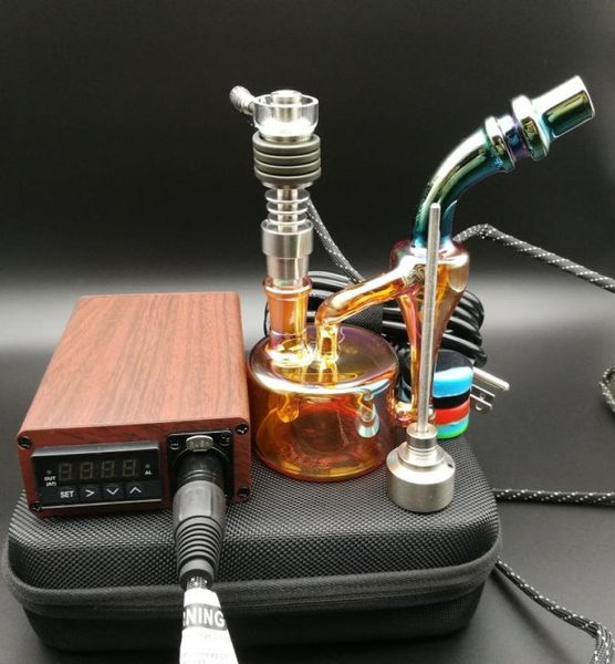 E Digital Nail Kit Électrique dab nail bois couleur TC PID boîte Dabber Dab rig Domeless Titanium carb cap avec plate-forme pétrolière bong1489549