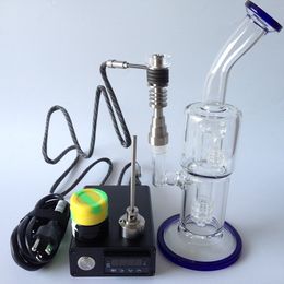 E Digital Nail vaporizer kit contain upgrade 6 in 1 Ti/Qtz Hybird Nails work with Double stereo matrix J-Hook Perc Dab Rig