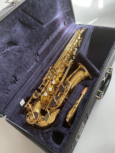 Saxofón alto profesional Mi bemol Latón chapado en oro finamente tallado 82 estructura modelo saxo alto instrumento de jazz de tono premium