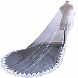 e JUE SHUNG 3 mètres blanc ivoire cathédrale voiles de mariage Lg Vintage bord de dentelle voile de mariée avec peigne accessoires de mariage f1oS #