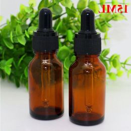 E Juice 15 ml Flacons en verre ambré avec compte-gouttes pour E liquide 15 ml Noir Caps Rugej