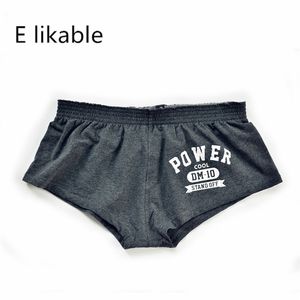 E sympathieke hot nieuwe afdrukken letters mannen ondergoed katoen comfortabele ademende mode sexy lage taille thuis boyshort LJ201110