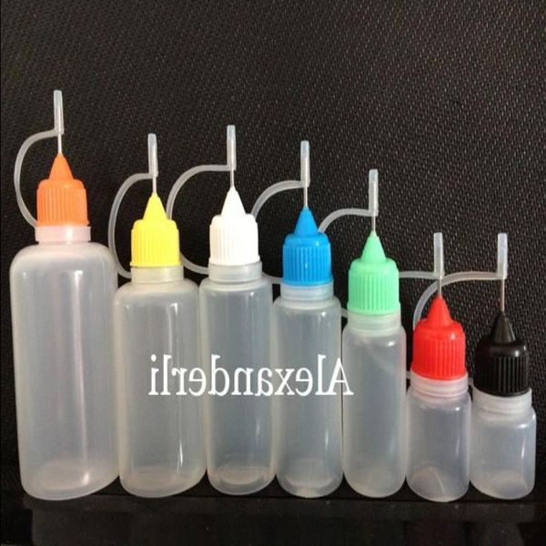 Bouteille vide E-liquide 3 ml 5 ml 10 ml 15 ml 20 ml 30 ml 50 ml Bouteille à aiguille pour cigarettes eGo Series E Bouteilles compte-gouttes en plastique avec pointe en métal Cqjc