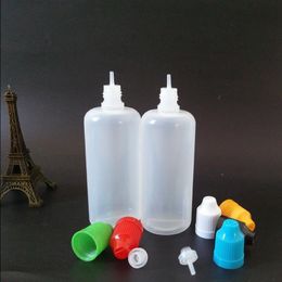 Le compte-gouttes en plastique de bouteille d'huile vide de jus liquide d'E met en bouteille 100ml avec le chapeau à l'épreuve des enfants Ajxhl