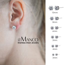 e-manco 6 size oorknopjes voor vrouwen klassieke luxe oorbellen vrouwen minimalistische bling zirkoon oorbel mode oor stud sieraden Y200323