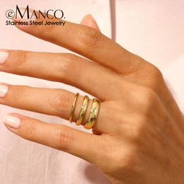 E-Manco Klassieke Stijl Ringen voor Stapelen Rvs Ringen Voor Vrouw Voor Gift Sieraden Maat 5 6 7 sieraden Accessoires