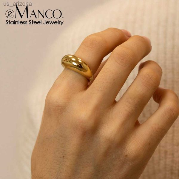 Anillos de acero inoxidable simples de moda e-Manco para mujeres anillos de arco anillo geométrico tamaño 5 6 7 8 L230620