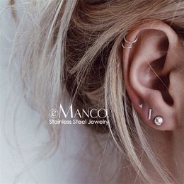 e-Manco style coréen femmes boucles d'oreilles pour les femmes petites boucles d'oreilles en acier inoxydable ensemble boucles d'oreilles bijoux de mode Y200323