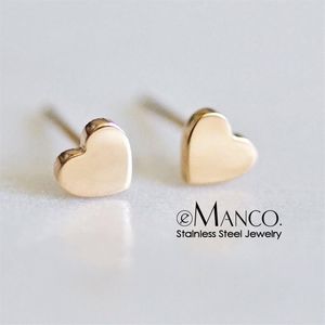 E-manco boucles d'oreilles en acier inoxydable à la mode minimaliste petit coeur amour boucles d'oreilles Style coréen boucles d'oreilles pour les femmes Y200323286N