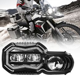 Faro delantero LED para motocicleta aprobado por E-mark F700 F800 GS, montaje de faro Osram de repuesto con Halo EMC integrado para BMW