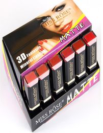 E NIEUWE AANSPUNT 24PCSSet Makeup Lipsticks Miss Rose 3D Briljante gladmakende waterdichte longlasting Lip Stick Cosmetics Matte Batom6626674