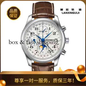 e o Horloges a Pols m Luxe g Modeontwerper Echte Zwitserse Lanxin Track Volautomatische mechanische kalender Achtnaalds Maanfase maandag