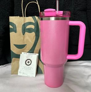 Schip vanuit de VS Winter Pink Red Holiday H2.0 40oz mokken Cosmo Pink Parade Tumblers Car Cups Target Black Chroma Coffee Valentine's Day Gift Spark0423