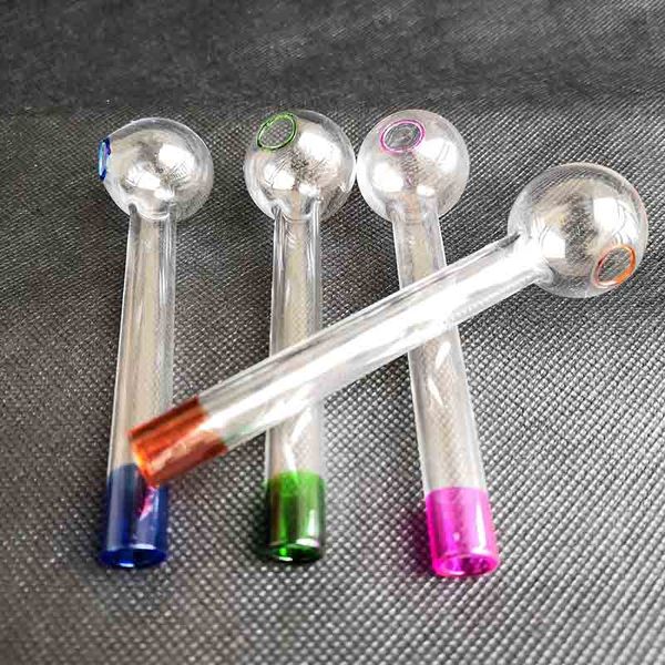 Tubo de quemador de aceite de vidrio colorido Pyrex Tubos de agua de vidrio curvo Bong con diferentes pies de punto equilibrador 2 tipos para burbujeadores Cachimbas Bongs Venta