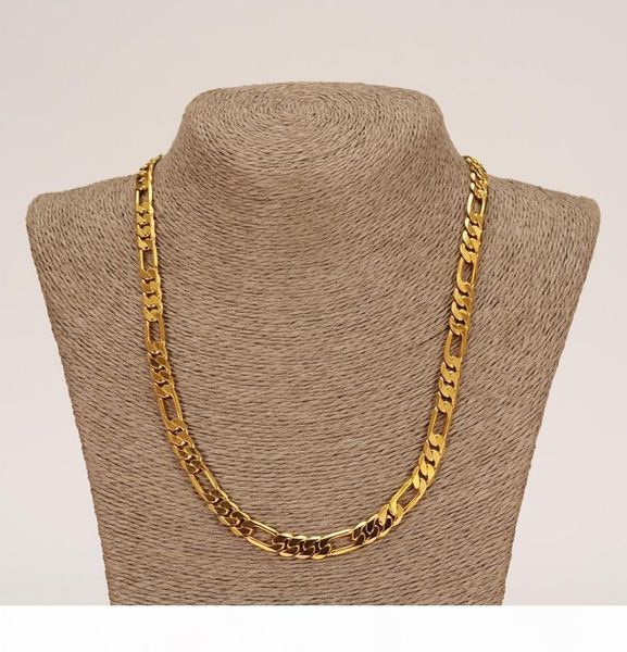E entièrement classique Figaro Cuban Link Chain Collier Bracelet Bracelet 14K Real Solid Gold rempli Copper Fashion Men Femmes 039 S JE6149277