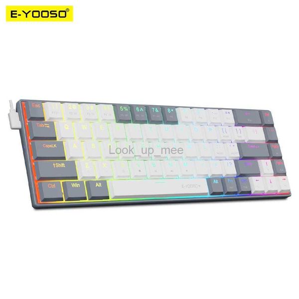 E-YOOSO A68 RGB Mini Slim USB Filaire Mécanique Clavier De Jeu Rouge Commutateur 68 Touches Gamer Russe Brésilien pour Compute PC Laptop HKD230808