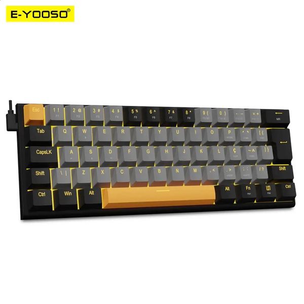 E-YOOSO Z11 USB 60% Mini clavier filaire de jeu mécanique commutateur rouge 61 touches Gamer pour ordinateur PC portable câble détachable 240304