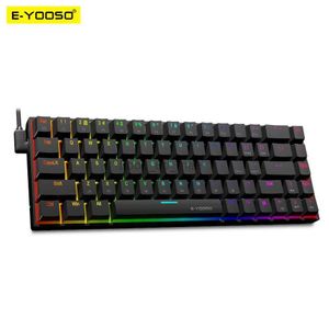 E-YOOSO Z686 RGB USB 60% Mini teclado mecánico delgado para juegos con cable Interruptor rojo 68 teclas Ruso Brasileño Portugués para Compute HKD230808