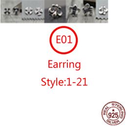 E01 S925 Pure Silver Earrings oorbellen Personaliseerde Fashion Punk Hip Hop Style Sieraden Kruisbrief Vorm cadeau voor geliefden