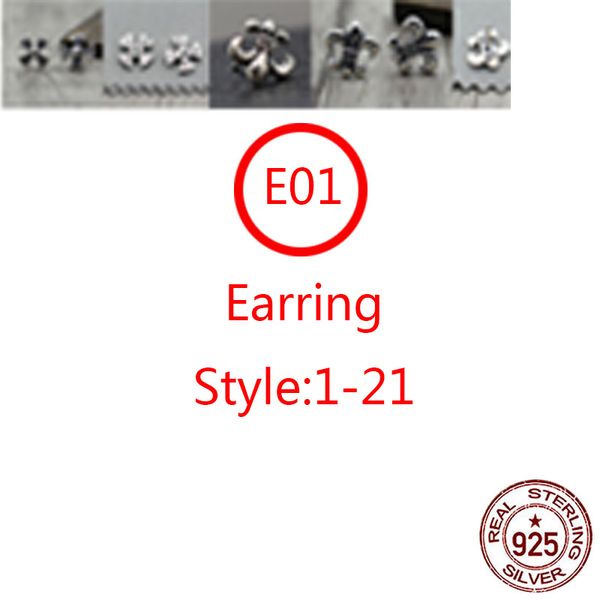 E01 S925 boucles d'oreilles en argent pur