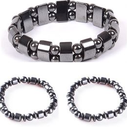 E033 precio especial, pulsera magnética elástica con cuentas simples, cuentas negras, terapia magnética, joyería de mano para el cuidado de la salud