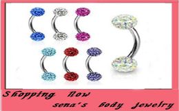 E10 Anillo de cejas 30pcslot mezcla 10 color shamballa bola disco bola cejas perforador de cejas de ceja bar45554456