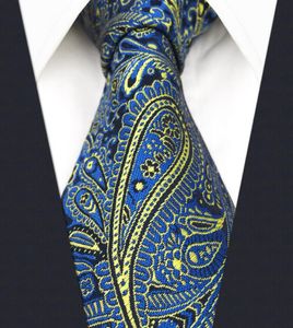 E13 Blauw Geel Paisley Zijden Heren Stropdas Bruiloft Klassieke Stropdassen voor mannen Klassieke nieuwigheid Extra lang maat5160947