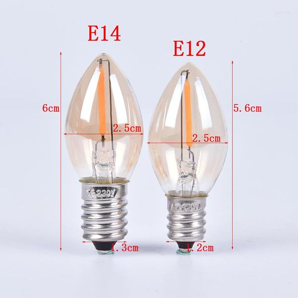 E14/E12 C7 Bombilla Led 0.5W Lámpara Filamento Luz Araña Bombillas Edison
