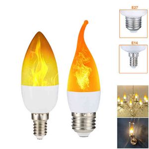 E14 E27 Lámpara de llama de vela AC85-265V Efecto de llama dinámico creativo Bombilla Decoraciones navideñas Luces Lámpara de ambiente H220428