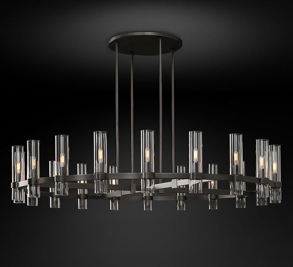 E14 LED Candeliers modernos vidrio de cobre Oro negro Reducir l￡mpara de l￡mpara recta accesorios de iluminaci￳n Luminaria luminaria Lampen