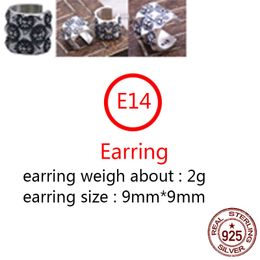 E14 S925 Pure Silver Ear Stud Ear Clip Gepersonaliseerde mode Cross Flower Punk Street Dance Style oorbellen sieradencadeau voor geliefden