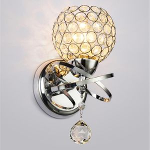 E14 Wall Sconce Crystal Wall-Light Lamp Simple en Creative Slaapkamer Nachtkastjes Muren Lampen Crystal Lights Gold / Sliver voor Home Ligten