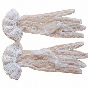 E15E Lace Handschoenen Elegante korte hoffelijke zomer wijd uitlopende polslengte gegolfde wanten voor vrouwen Girls Wedding Halen Party R6K4#