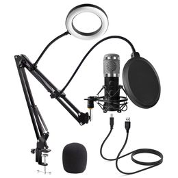 E20 PC Microfoon USB MIC met 6 inch Ring Light Arm Stand Professionele Ringlight Studio Kit voor YouTube Video Popcast