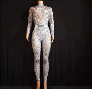 E25 Femmes Pole Dance porte BodySuit Pearl Diamonds à saut de combinaison Terres Terres Disco Performance Costumes Chanteuse Show Dress Clothe Catw6594604