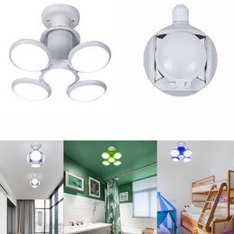 E27 4 cuchillas de luz LED Bombilla de bola LED plegable Luz de noche plegable Lámpara colgante Ángulo de luz de techo Bombillas ajustables para el almacén de la escuela Hogar