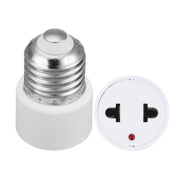 Convertidor de adaptador de bombilla de soporte de lámpara Base E27 hasta enchufe de EE. UU. Enchufe plano de 2 orificios para conversión de lámparas LED fluorescentes para el hogar AC220V