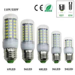 E27 E14 24W SMD5730 LED-lamp 7W 12W 15W 18W 220V 110V Graanverlichting LED-bollen Chandelier24 36 48 56 72 LED's