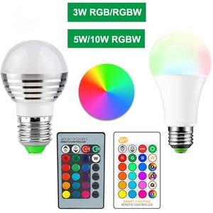 E27 E14 LED 16 colores que cambian RGB rgbw bombilla lámpara 85-265V RGB foco de luz Led + Control remoto IR LL