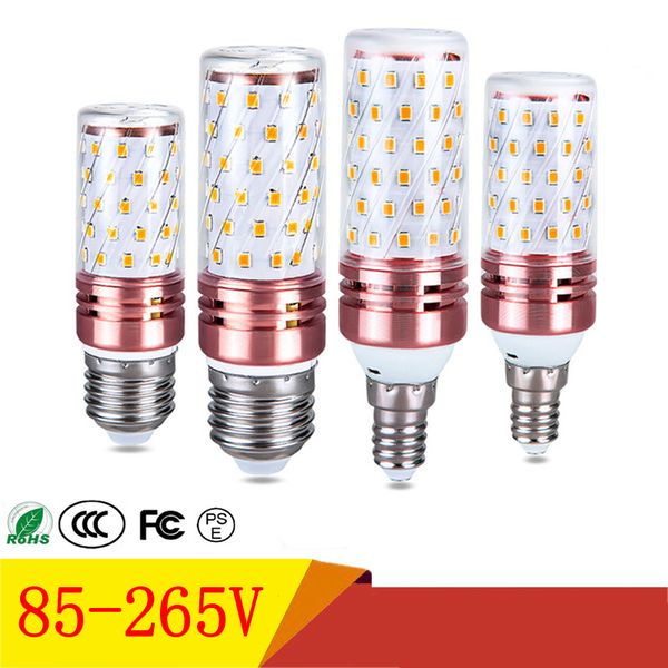 E27 E14 ampoules LED SMD2835 12W 16W LED lumière de maïs 85-265V trois couleurs conversion bougie led lumières pour la décoration de la maison