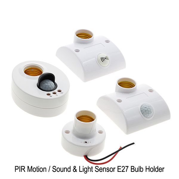 Base de lámpara E27 Sensor infrarrojo PIR Toma de bombilla de luz de pared automática / Sensor de control de luz de sonido Portalámparas