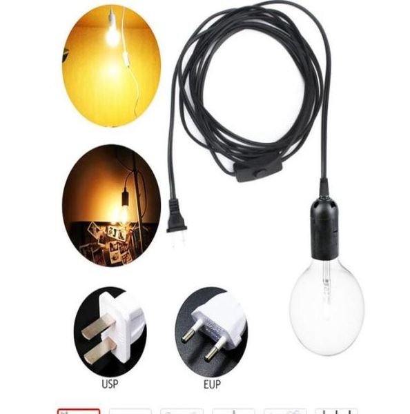 Bases de lámpara E27 Luces colgantes de 18 m Cable de alimentación Cable de alimentación Euus adaptador de lámpara colgante con cable de interruptor para colgante E27 Socket Hold 24646767